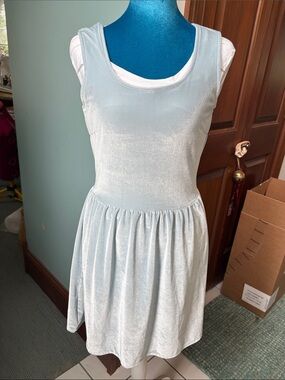 J. Crew Mini Dress  Light Blue silvery Velvet Scoop-Neck sleeveless stretch NWOT